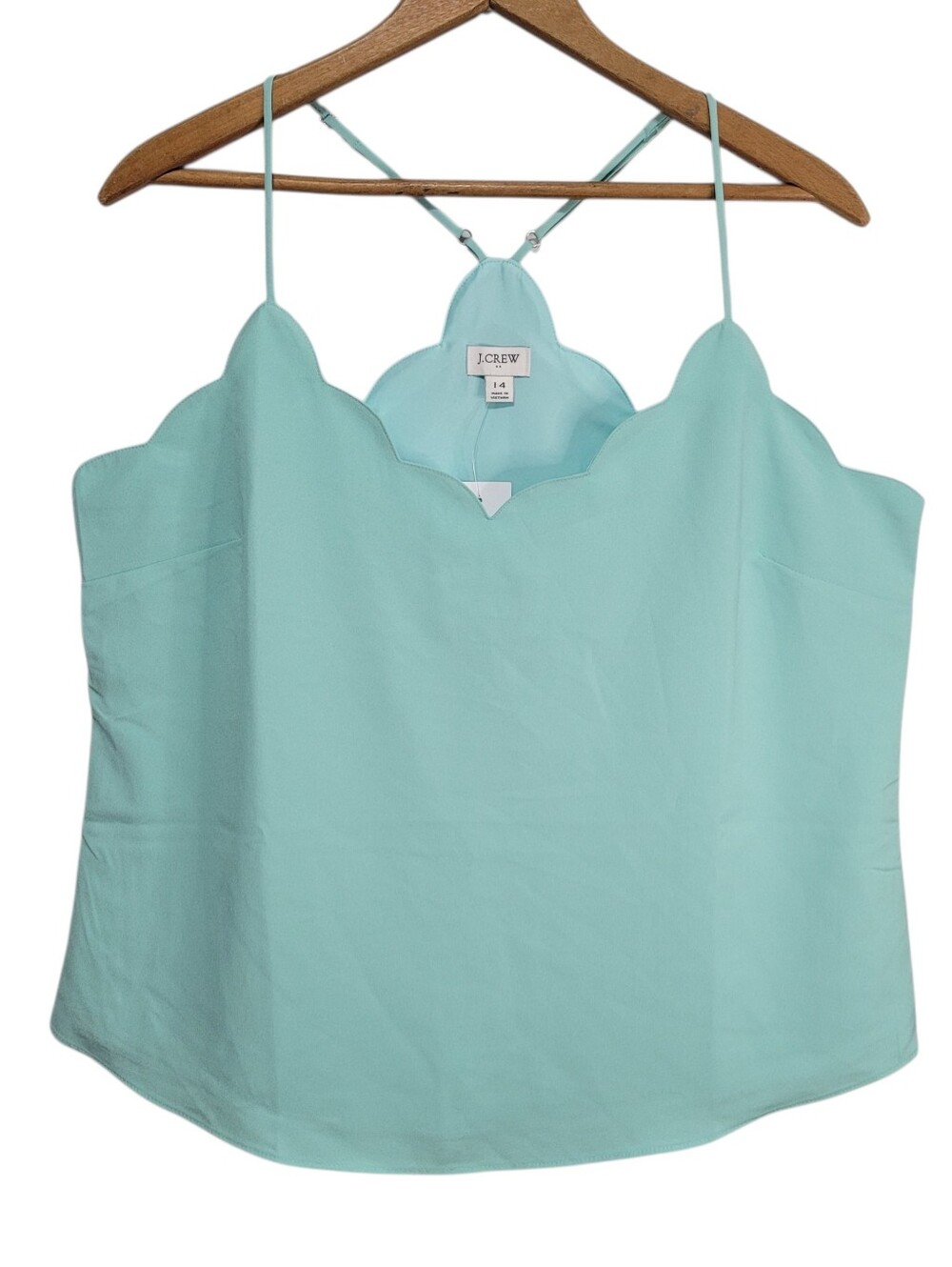J. Crew Factory Mint Scalloped Cami Top Women's Size 14 NWT Feminine Romantic